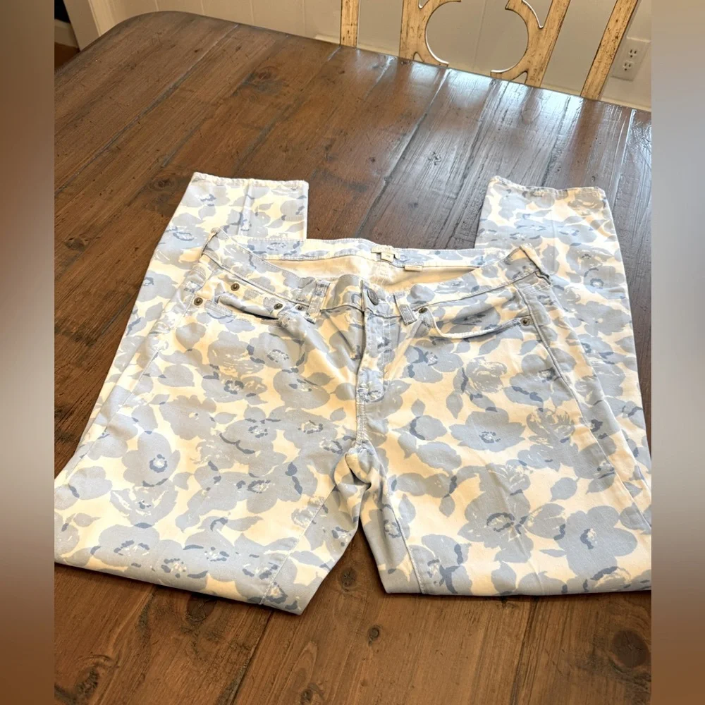 J. Crew blue and white floral pants. Size 28 waist. Excellent condition.
